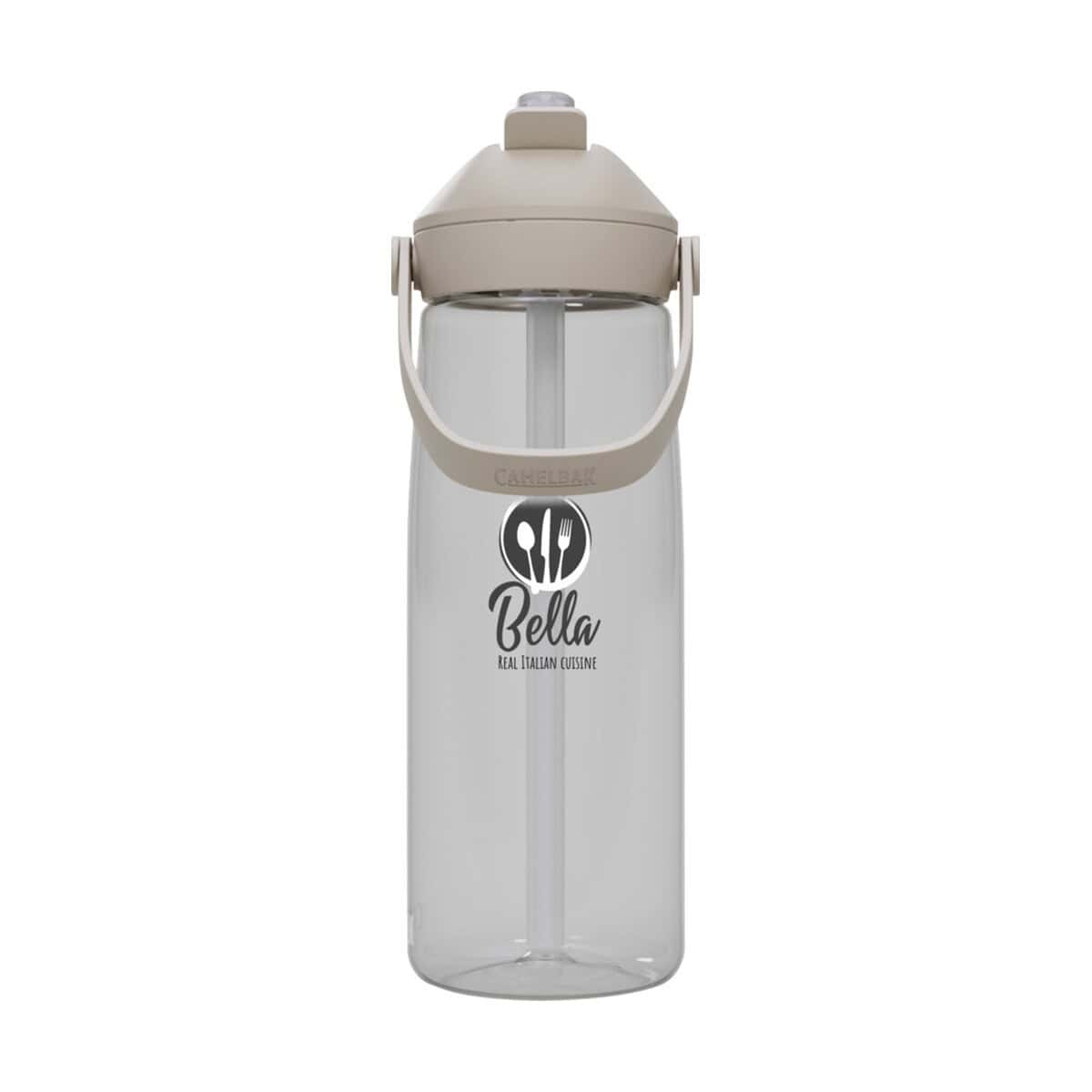 Butelki z logo – camelbak® thrive flip 750 ml tritan renew butelka na wodę ze składaną słomką 10088601_f1_pp_y1 Butelka na wodę z logo restauracji Bella, personalizowana gadżet gastronomiczny, idealna na prezent.