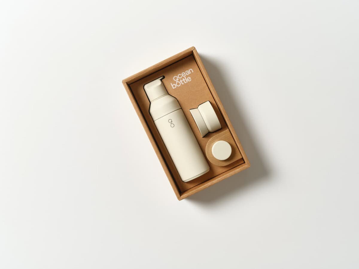 Butelki z logo – ocean bottle zestaw upominkowy 3 w 1 o pojemności 500 ml 11318506_p1 Butelka na wodę oceanowa z zestawem upominkowym w ekologicznym opakowaniu.