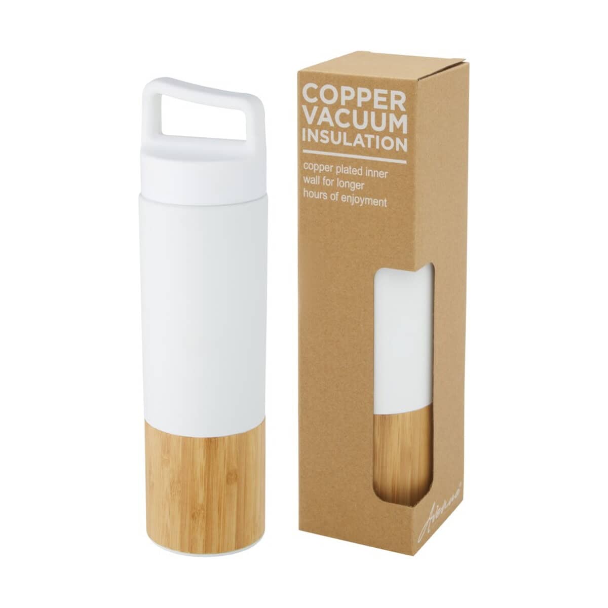 Butelka termiczna z bambusową osłoną i opakowaniem eco-friendly.