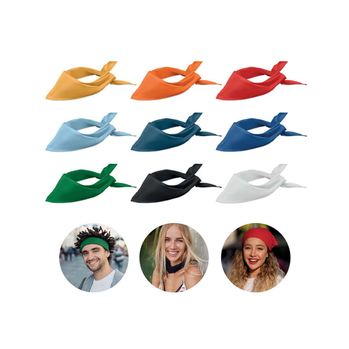 Colorowe opaski na głowę z materiału, idealne do personalizacji i realizacji nadruków.