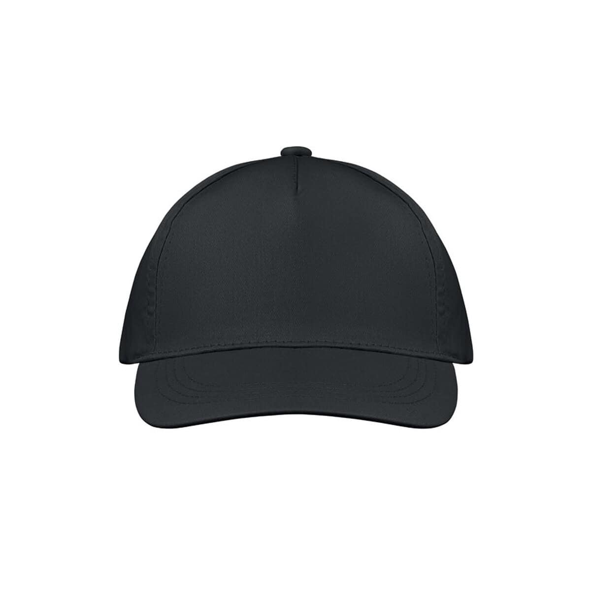 Czapki z logo – 5-panelowa czapka z daszkiem buzz mo1447-03-top Czarna czapka z daszkiem, idealna na prezent i gadżet reklamowy.