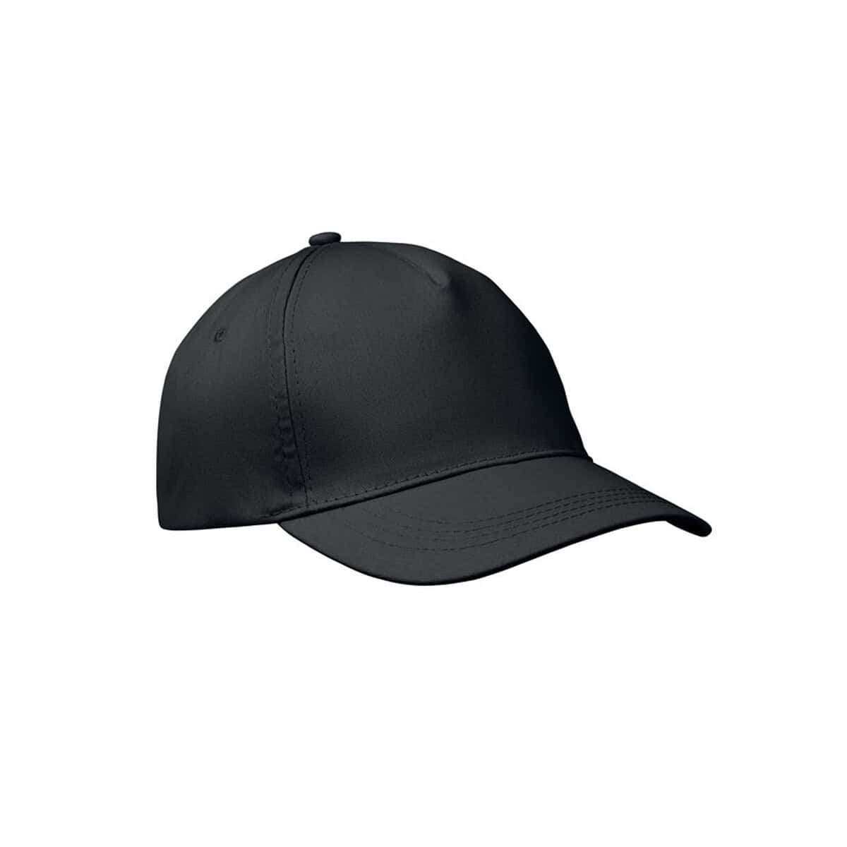 Czarna czapka z daszkiem, headwear reklama, czapki z nadrukiem na zamówienie.