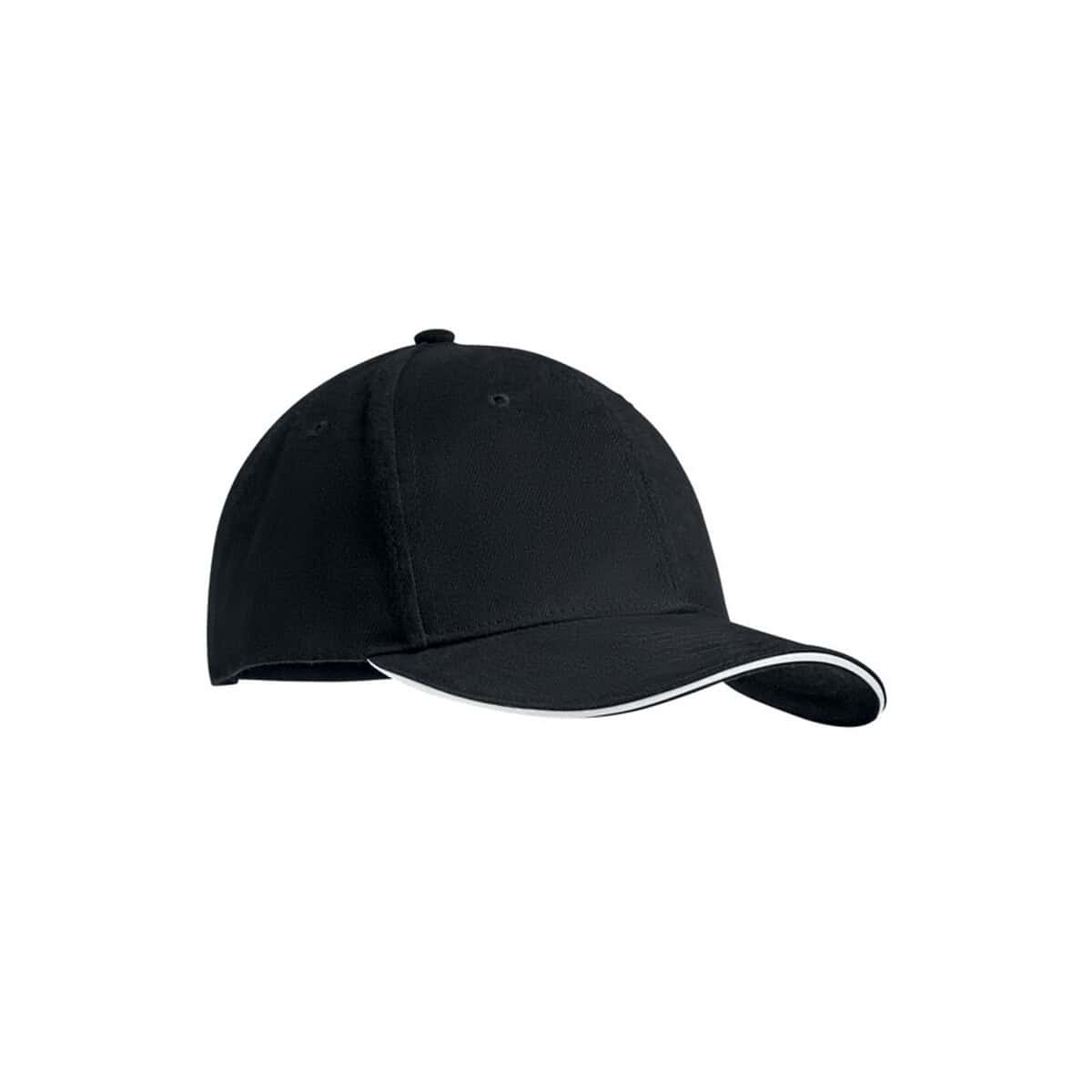 Czapki z logo – czapeczka bejsbolowa dunedin mo9644-06 Czarna czapka z daszkiem z personalizacją, odzież reklamowa i gadżety promocyjne.