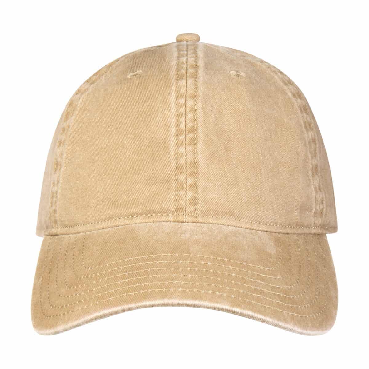 Czapki z logo – grafton czapka 6-panelowa z dekatyzowanej bawełny 3868707_f1 Kapelusz z bawełny w kolorze beżowym, idealny na prezent lub jako gadżet reklamowy.