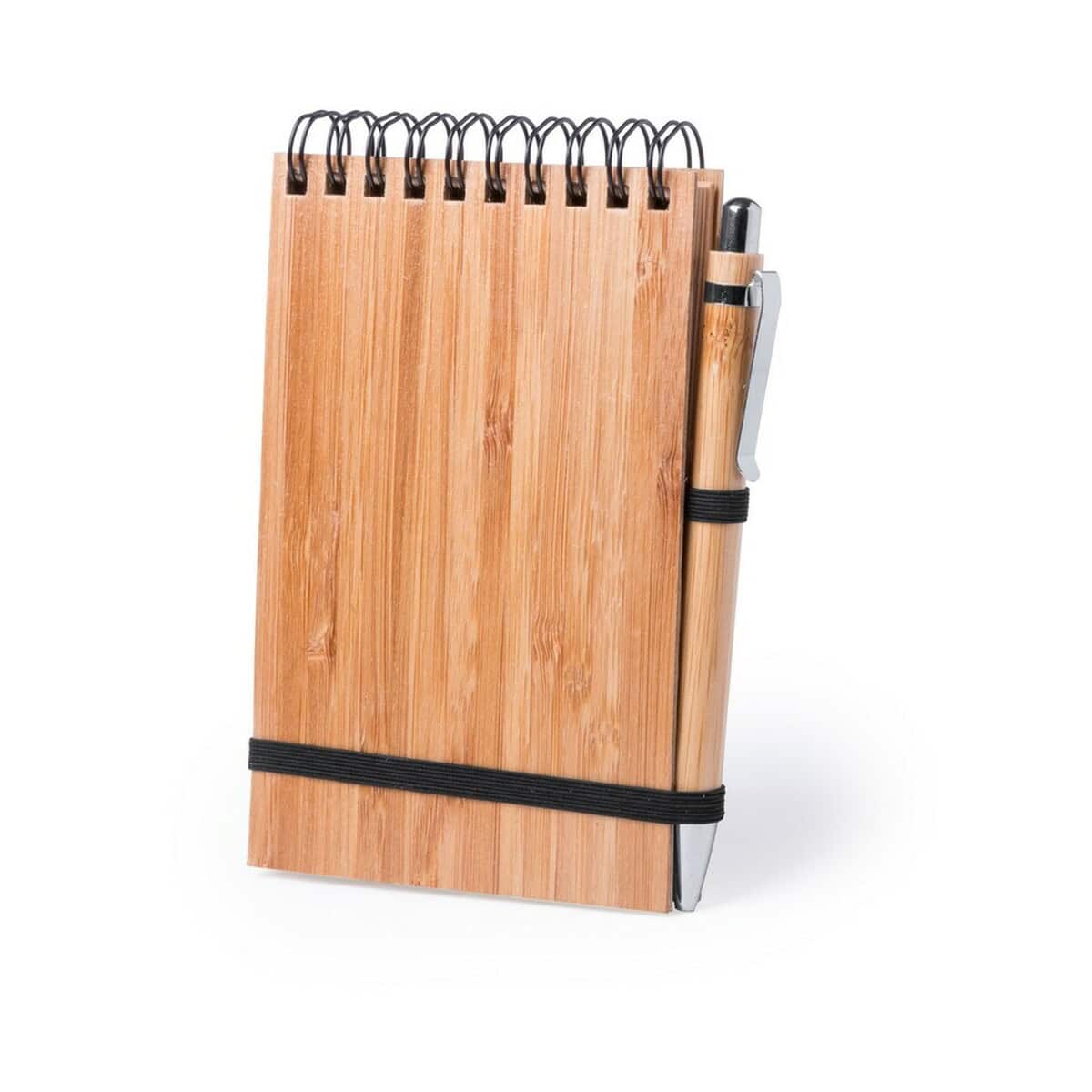 Długopisy bambusowe z logo – bambusowy notatnik a6 z długopisem V2966-16_AAA01 Notatnik z długopisem, gadżety biurowe z drewna, personalizowane prezenty, gadżety na zamówienie, upominki firmowe.