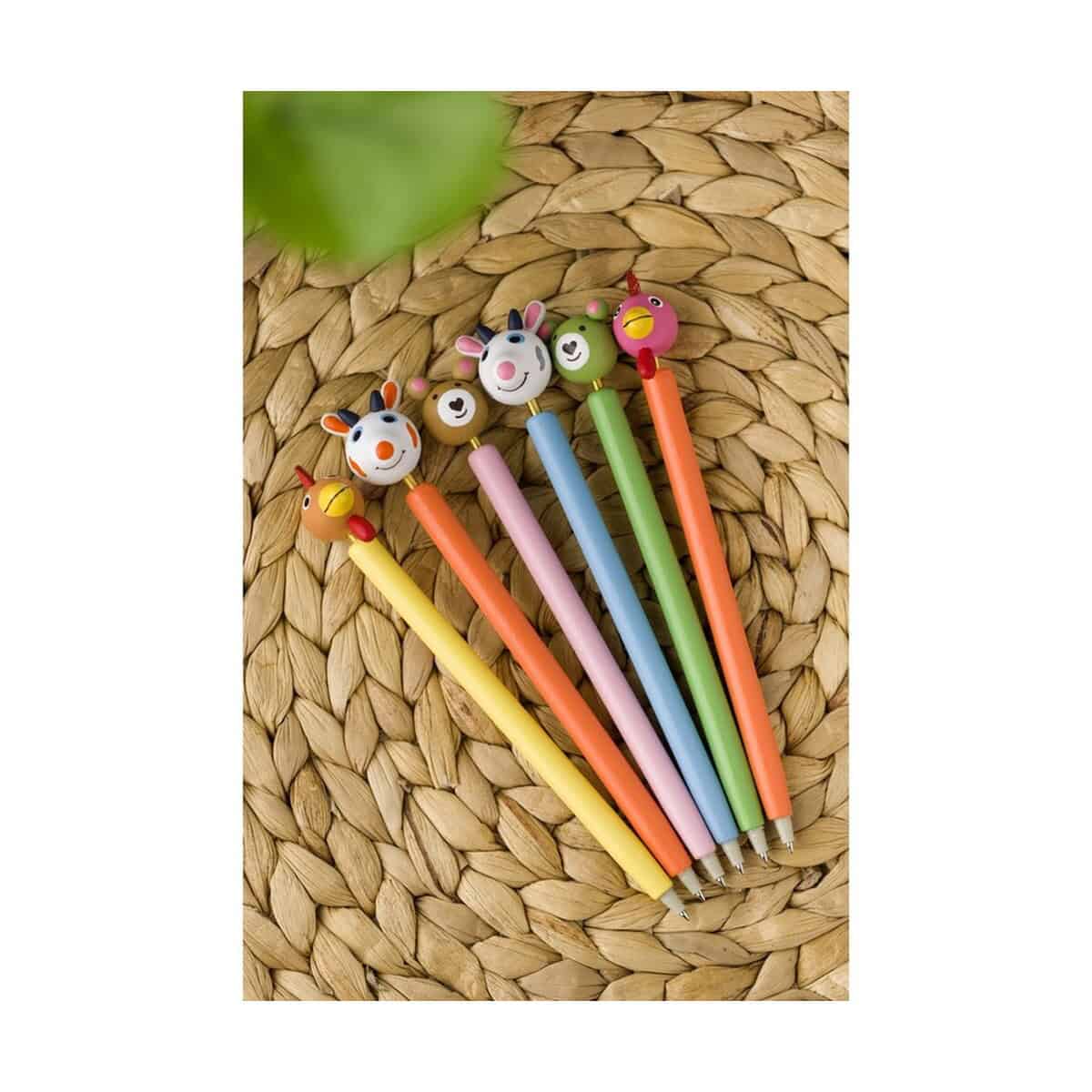 Kolorowe długopisy z motywami zwierząt, idealne na prezent, do biura i nauki.