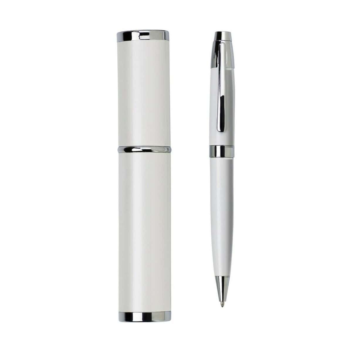 Opcjonalnie eleganckie długopisy z nadrukiem i etui, idealne gadżety promocyjne.