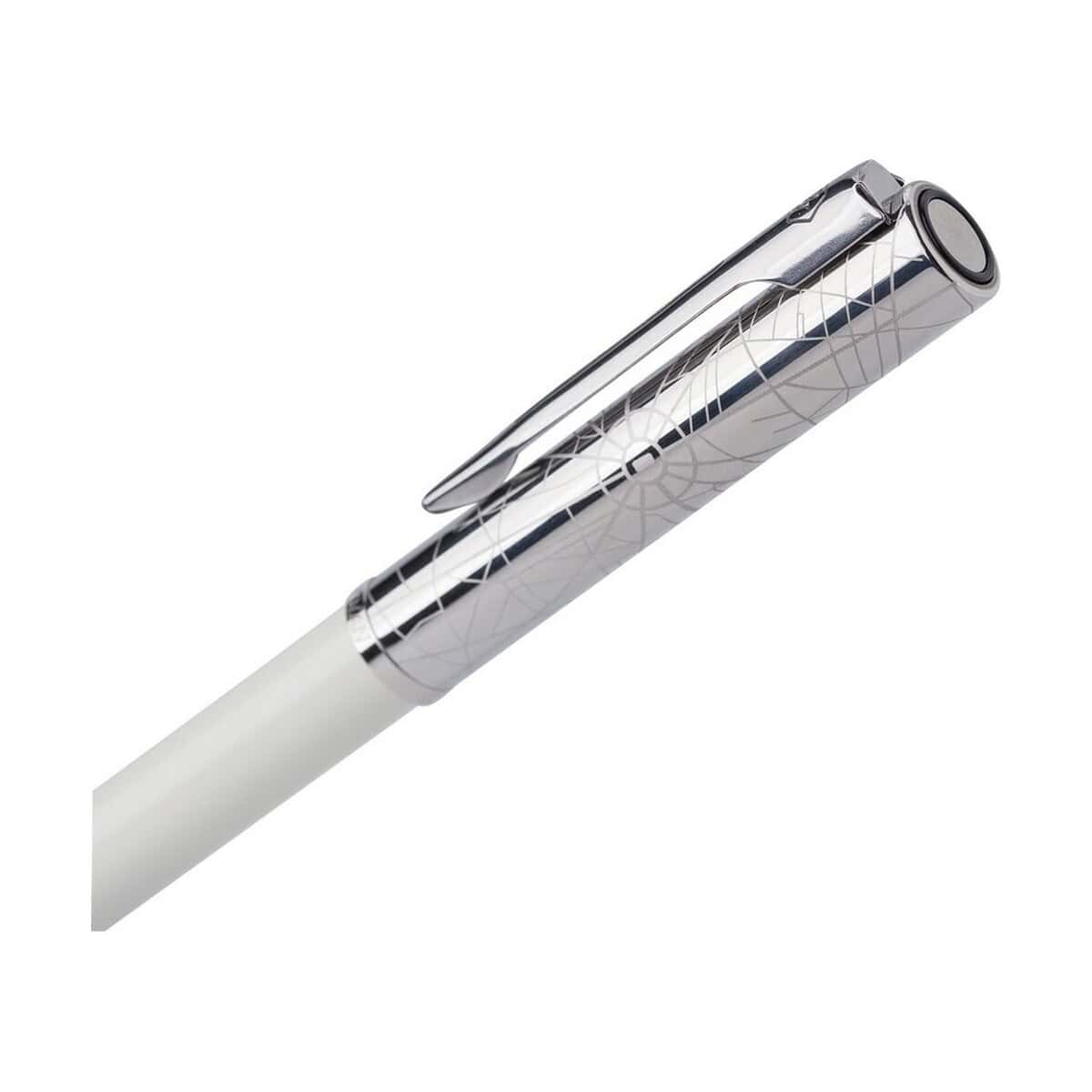 Długopisy metalowe z logo – długopis waterman allure deluxe VA842-02_IDE01 Srebrny długopis z grawerowanym wzorem na obudowie, idealny na prezent i do biura.