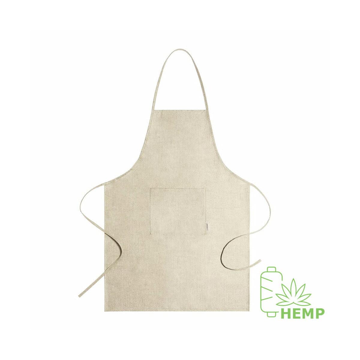 Fartuchy z logo – fartuch kuchenny z materiału z konopi V8222-00_AAA00 1. lniana fartuch kuchenny z kieszenią i regulowanymi paskami.