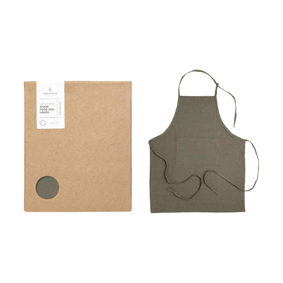 Fartuchy z logo – originalhome fartuch z recyklingu 11342461 Ekologiczny fartuch kuchenny z kieszenią, szary, idealny gadżet do gotowania i grillowania.