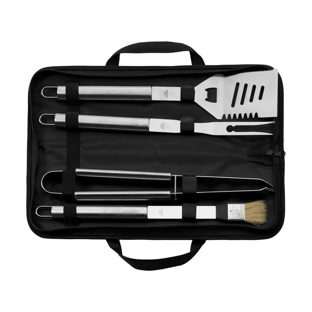 Gadżety do grilla z logo – zestaw do grilla V9655-03_AAA03 Swingujące narzędzia grillowe w torbie, zestaw do grillowania, akcesoria do grilla, wysokiej jakości narzędzia do grillowania.