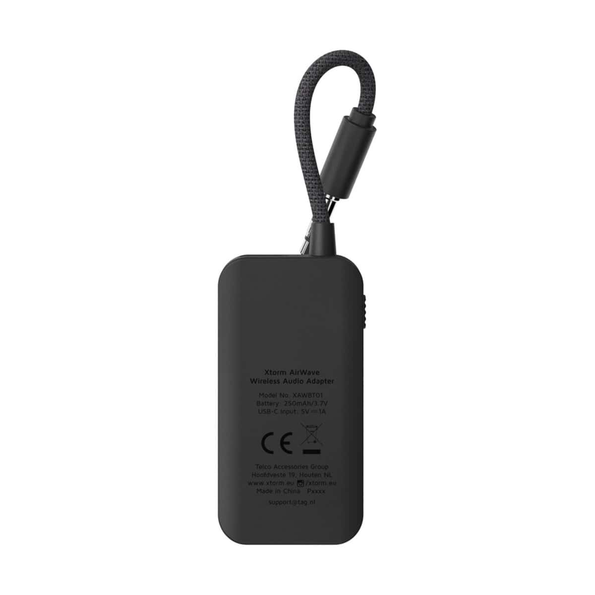 Gadżety do komputera z logo – xtorm xawbt01 airwave bezprzewodowy adapter audio 12447690_b1 Przenośny adapter audio bezprzewodowy z kablem typu USB-C do słuchawek.