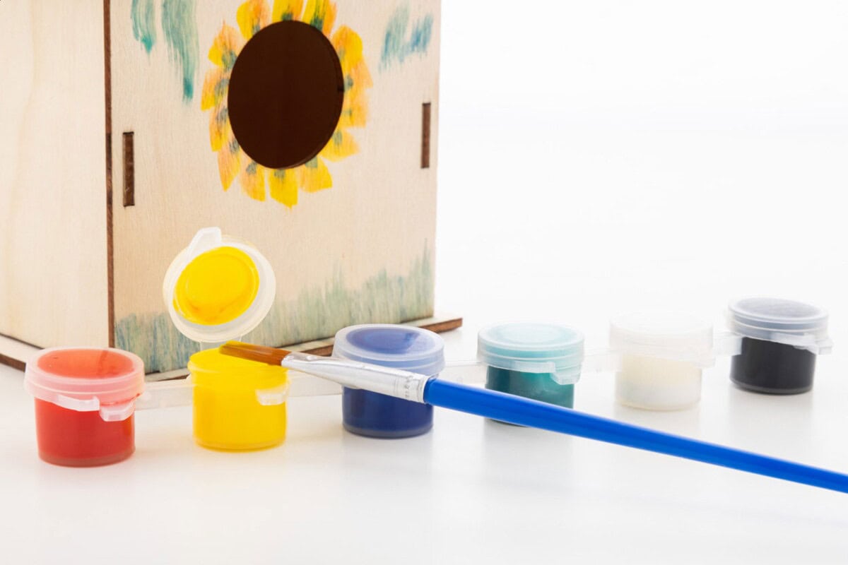 Gadżety do ogrodu z logo – titmice domek dla ptaków diy AP808157__CU1 Farbki plakatowe do ręcznego malowania, akwarele, dekoracje, gadżety kreatywne.