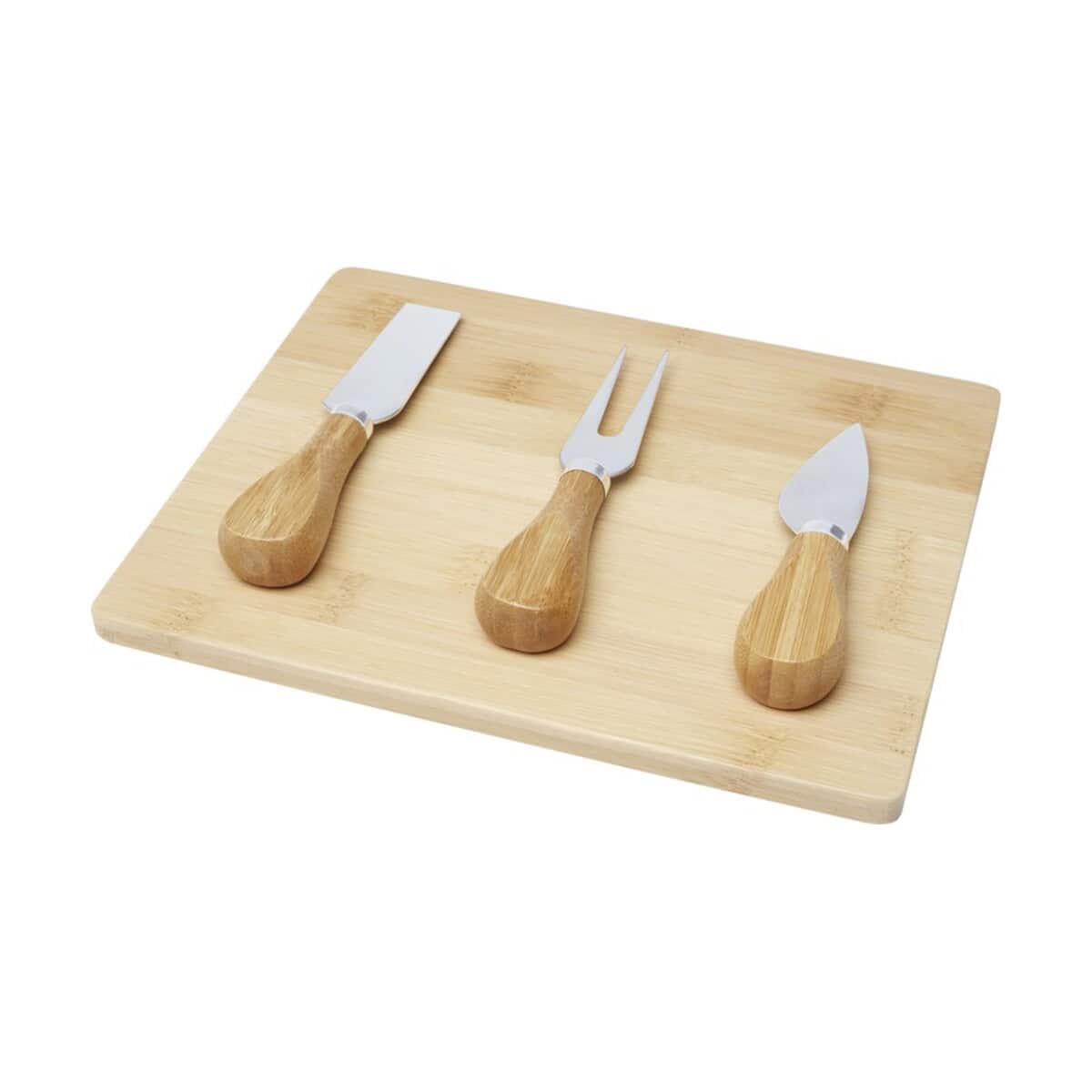 Zestaw do serów z nożem i widelcem na drewnianej desce, akcesoria kuchenne, gadżety kuchenne, dekoracje stołu.