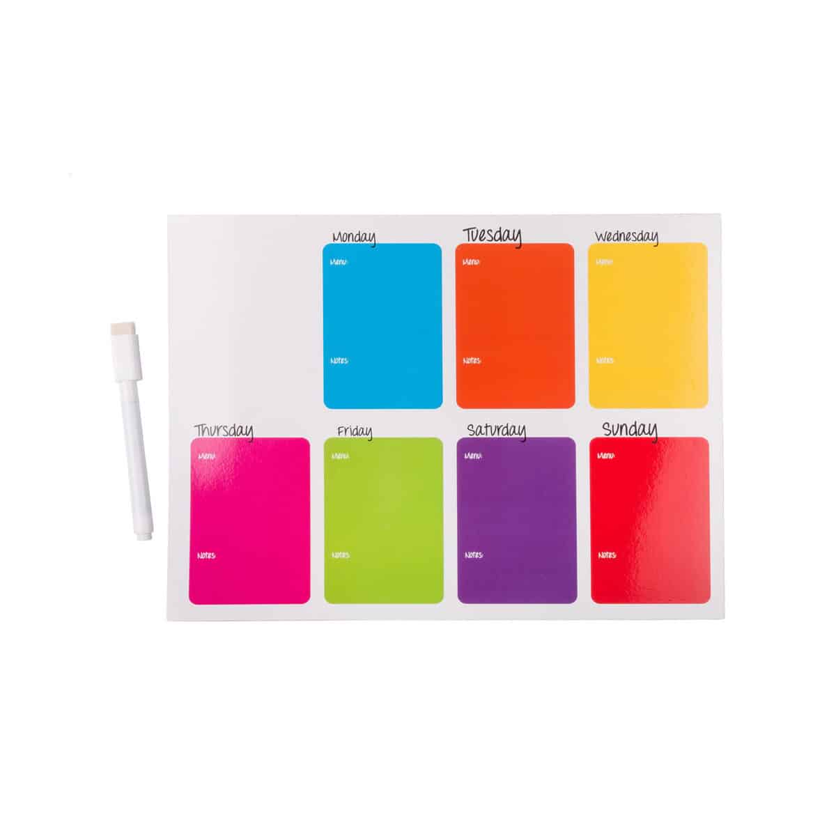 Gadżety do serwowania z logo – wefri magnes na lodówke AP741619-01 Kolorowe planer tygodniowy z notesami i markerem do zapisywania ważnych informacji.