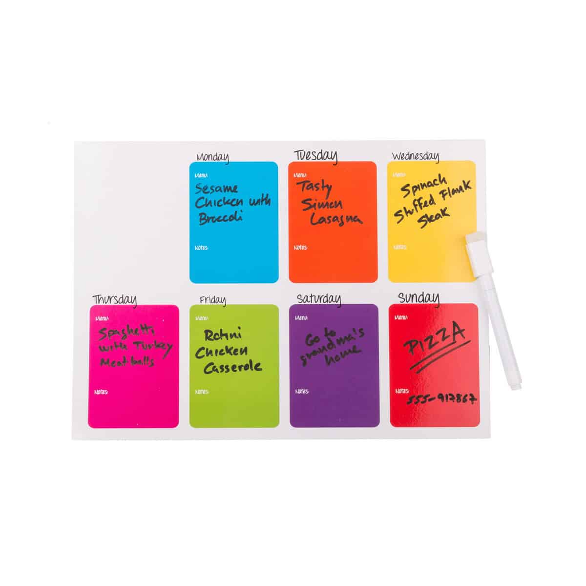 Gadżety do serwowania z logo – wefri magnes na lodówke AP741619-01__FC1 Tablica magnetyczna z kolorowymi karteczkami na plan tygodnia do biura lub domu.