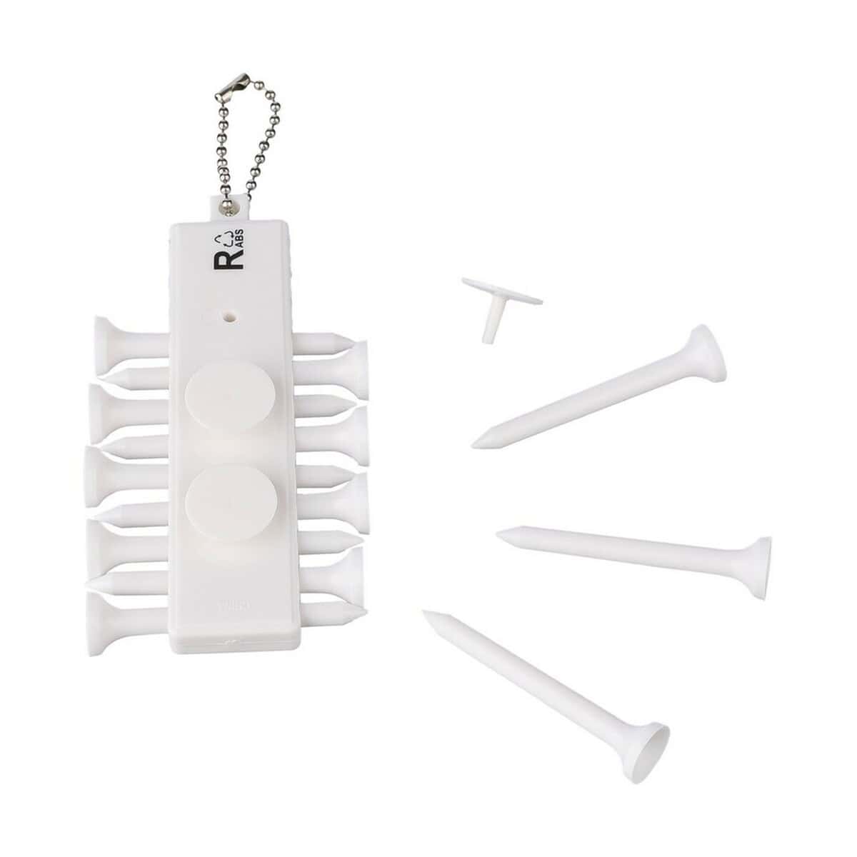 Gadżety golfowe z logo – zestaw kołków do golfa, 12 sztuk VA569-02_AAA02 Odbojniki meblowe na śruby, zestaw akcesoriów do ochrony mebli i ścian, białe, nowoczesny design, praktyczny gadżet.