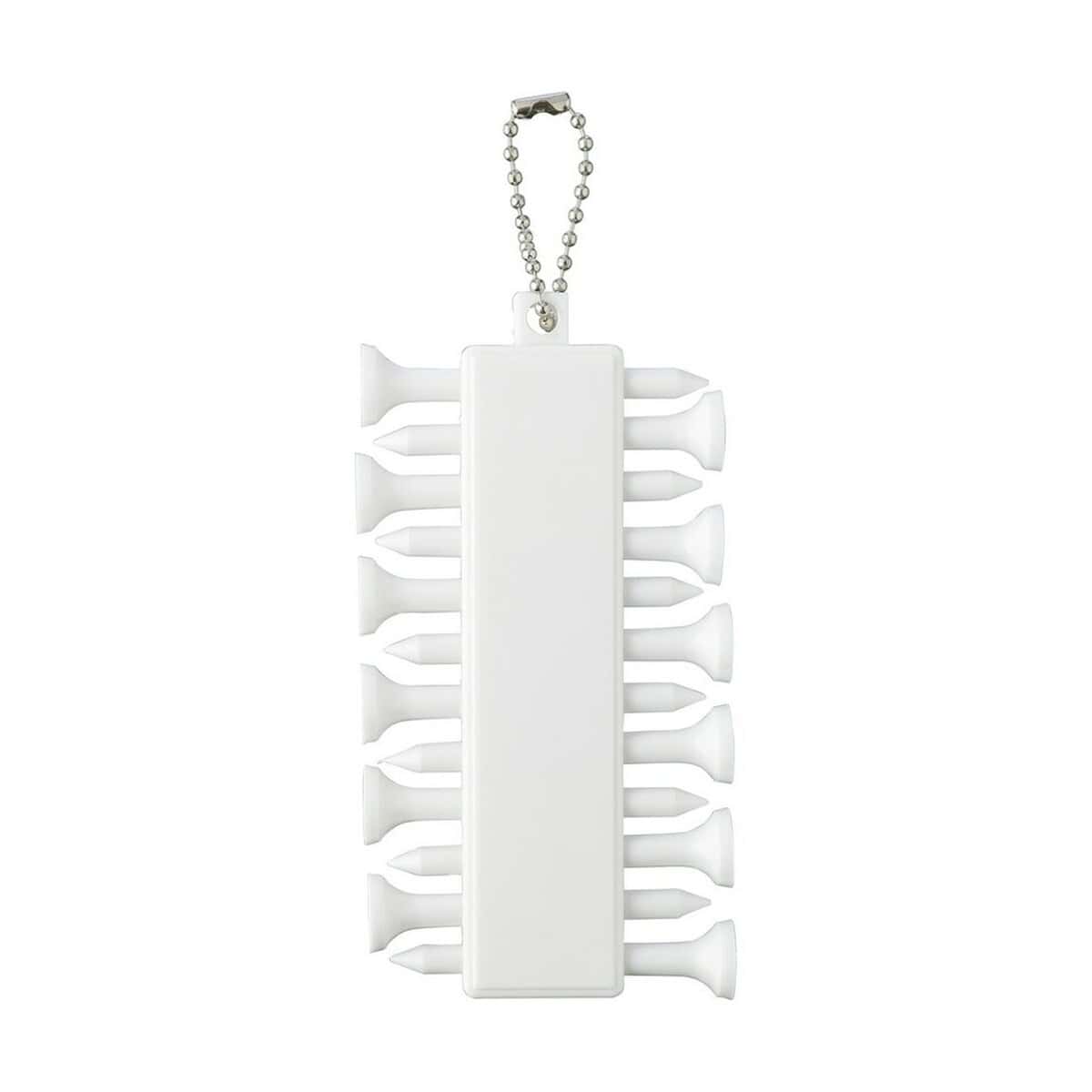 Gadżety golfowe z logo – zestaw kołków do golfa, 12 sztuk VA569-02_AAB01 Biała zawieszka z głośnikami na klucz, gadżet promocyjny, gadżety reklamowe, upominek, personalizowany gadżet promocyjny.