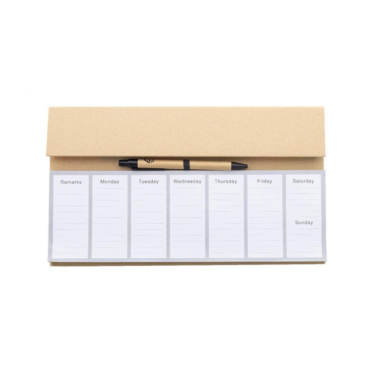 Gadżety na biurko z logo – weeknot tygodniowy planer biurkowy AP800166-00__C Planer tygodniowy z długopisem - gadżet biurowy na organizację tygodnia.
