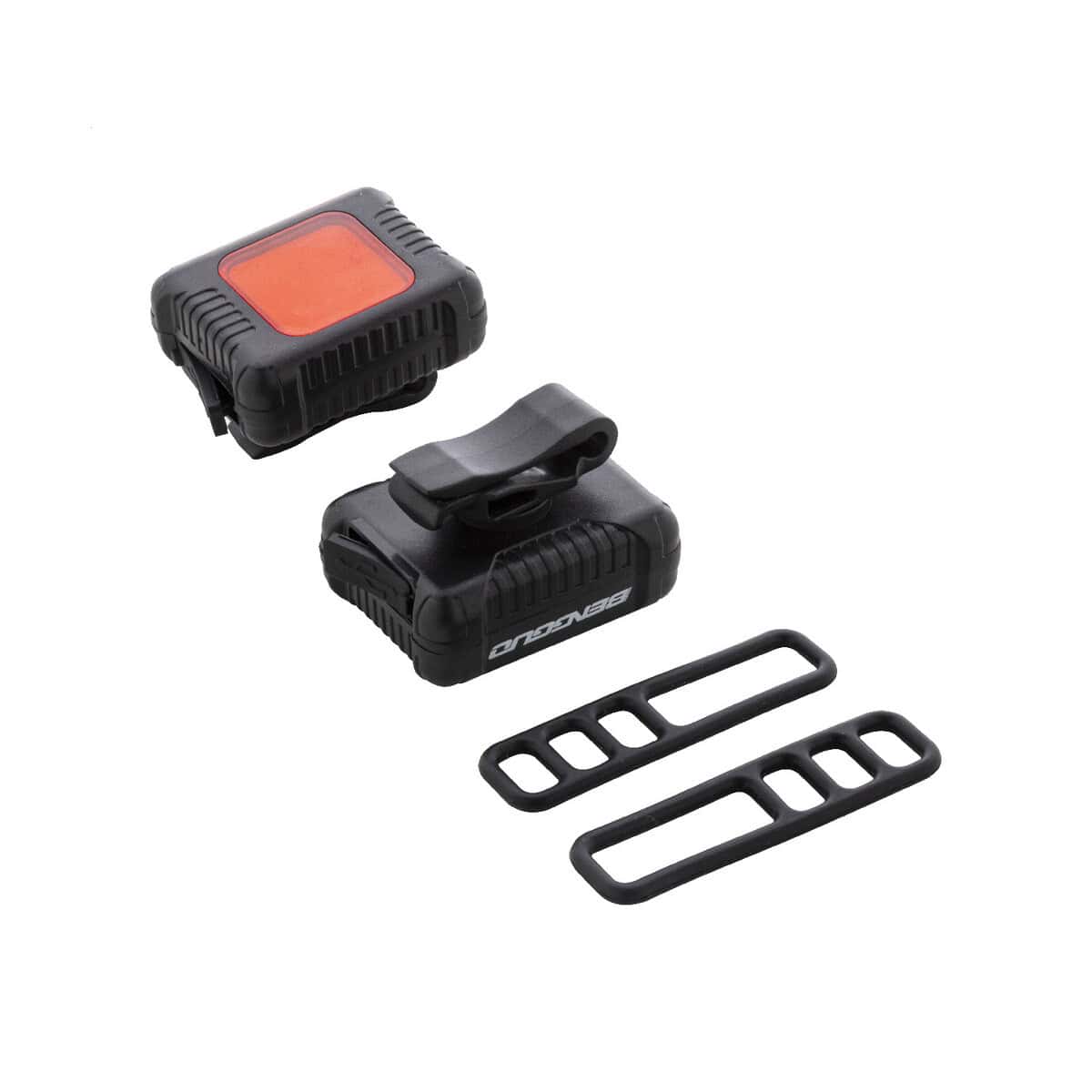 Gadżety rowerowe z logo – cobik zestaw lampek rowerowych z możliwością ładowania AP864103-10__B 1. Lampka rowerowa LED z klipsem, czarna, na przód i tył.