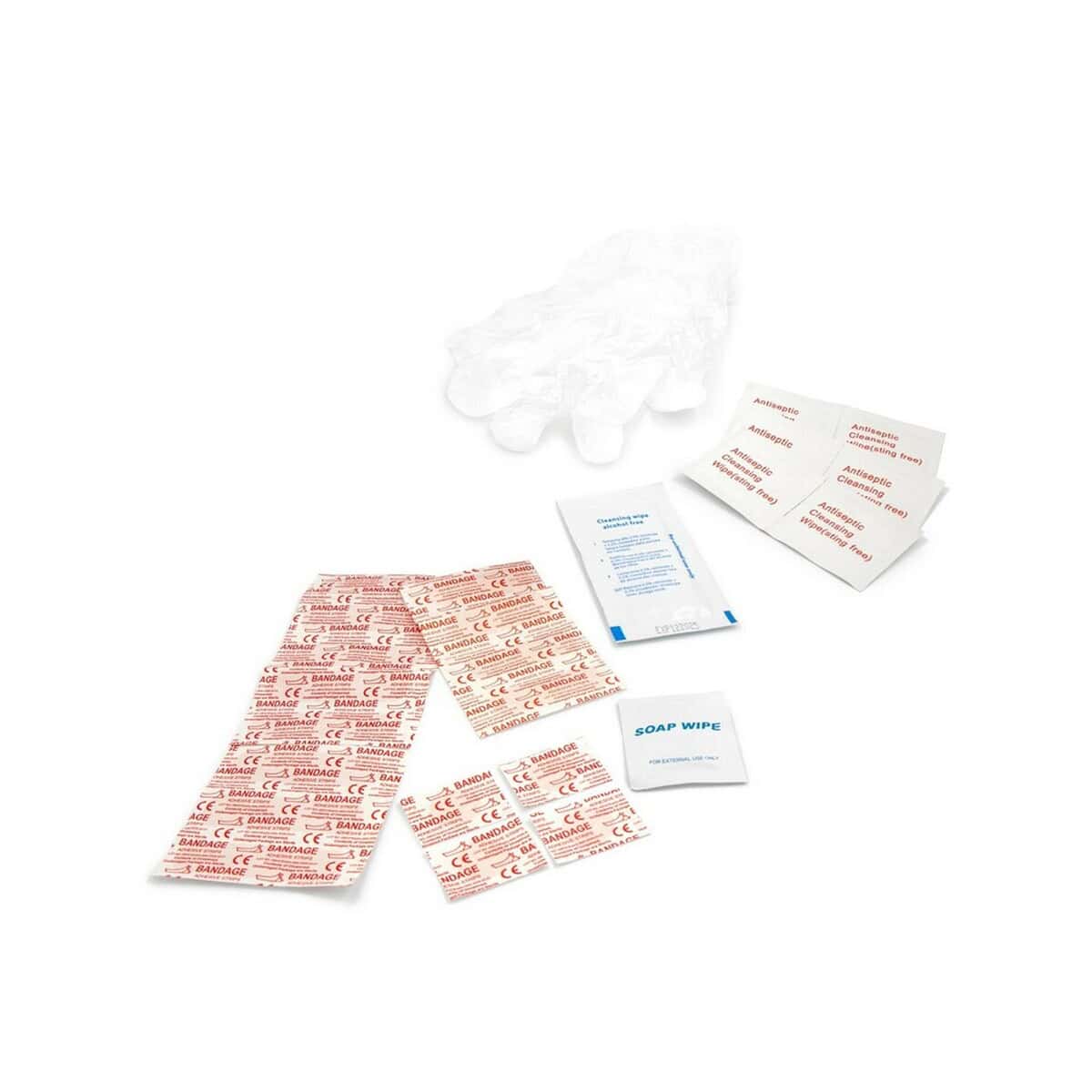 Gadżety rowerowe z logo – torba rowerowa z wyposażeniem, zestaw naprawczy, apteczka, poncho | fabio V6906-03_IDE01 Antyseptyczne opatrunki i materiały medyczne, gadżety promocyjne, zestaw pierwszej pomocy.