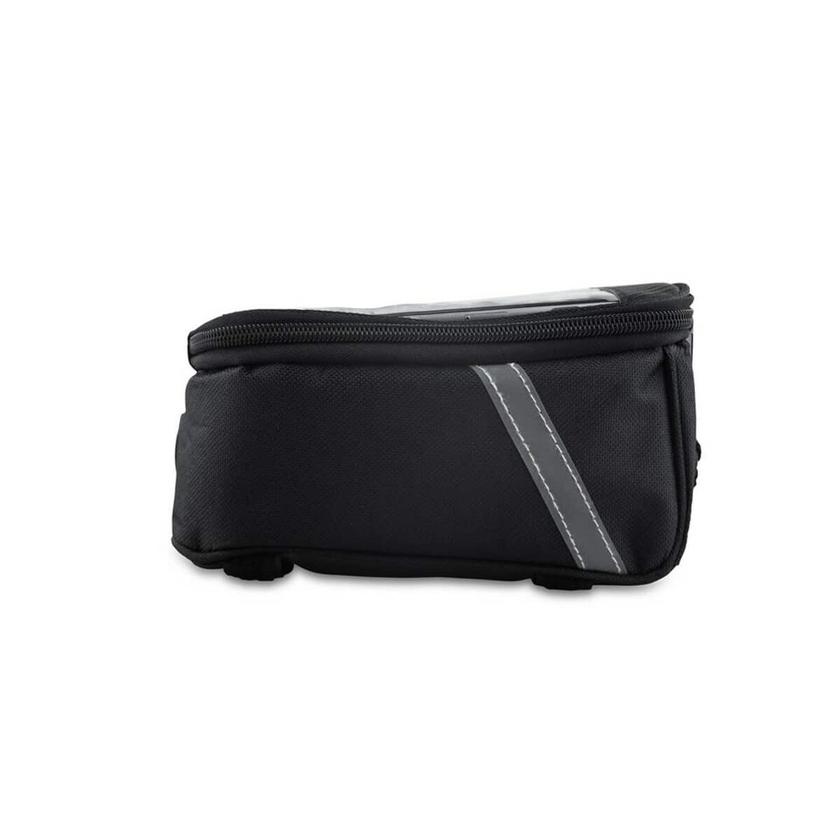 Gadżety rowerowe z logo – torba rowerowa z wyposażeniem, zestaw naprawczy, apteczka, poncho | fabio V6906-03_ISR01 Mały czarny piórnik szkolny z zamkiem i odblaskową taśmą.