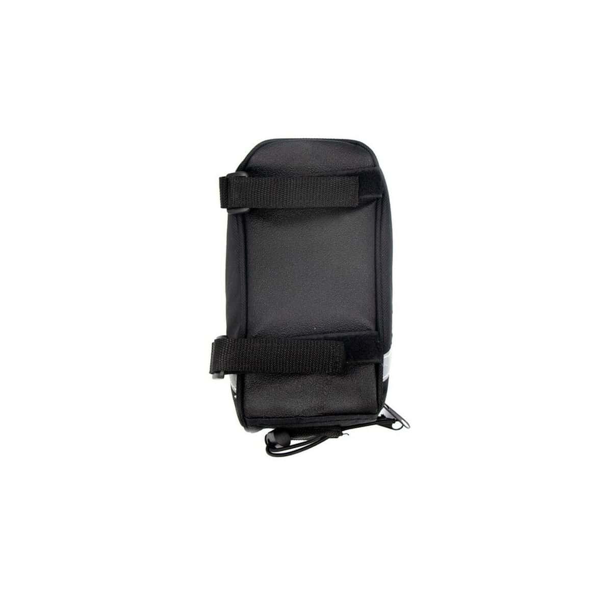 Gadżety rowerowe z logo – torba rowerowa z wyposażeniem, zestaw naprawczy, apteczka, poncho | fabio V6906-03_IUN01 Przenośna torba na telefon lub akcesoria, czarna, z regulowanym paskiem i zapięciem na zamek.