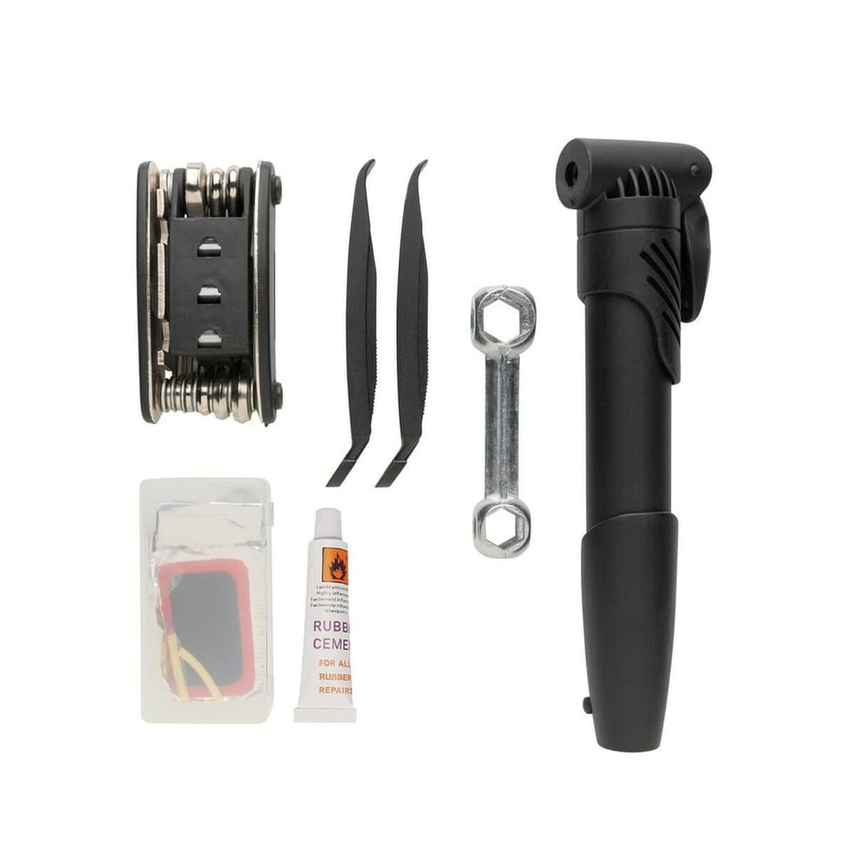 Gadżety rowerowe z logo – zestaw naprawczy do roweru P416.351__B_5 Uniwersalne gadżety rowerowe, narzędzia i akcesoria rowerowe do naprawy oraz pianka do dętek.