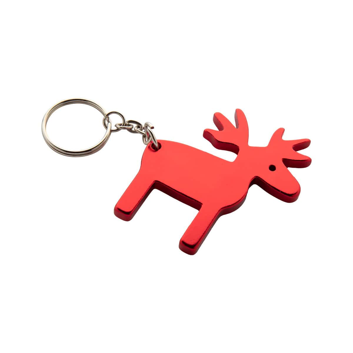 Czerwony breloczek z reniferem na klucze, gadżety świąteczne, personalizowane upominki.