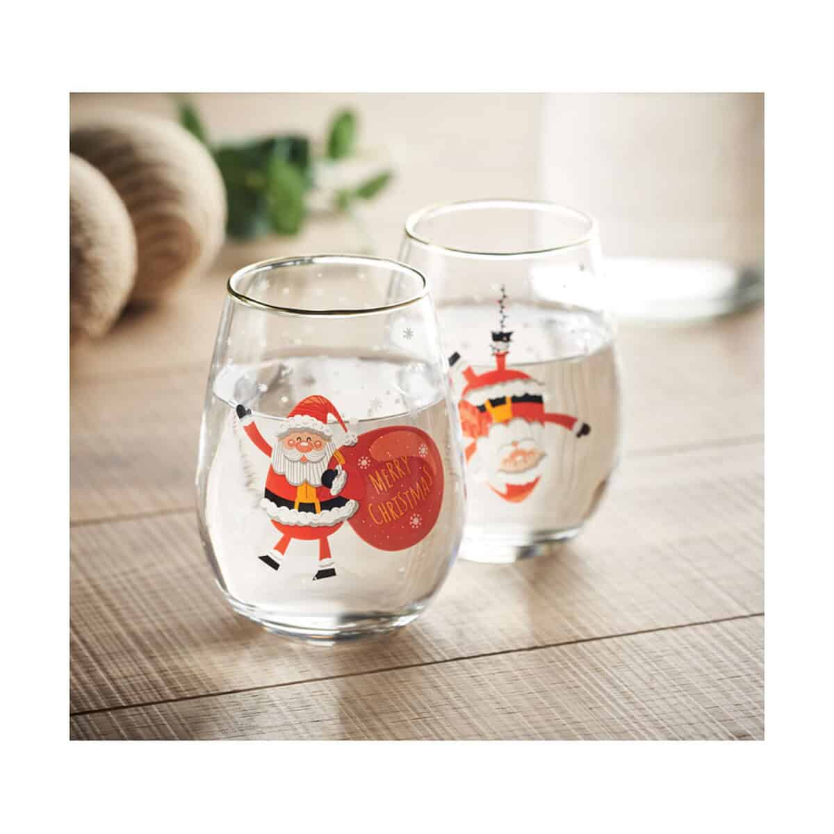 Gadżety świąteczne z logo – zestaw 2 szklanek świątecznych noel cx1501-06-ambiant Szklanki z nadrukami świątecznymi, Mikołaj i