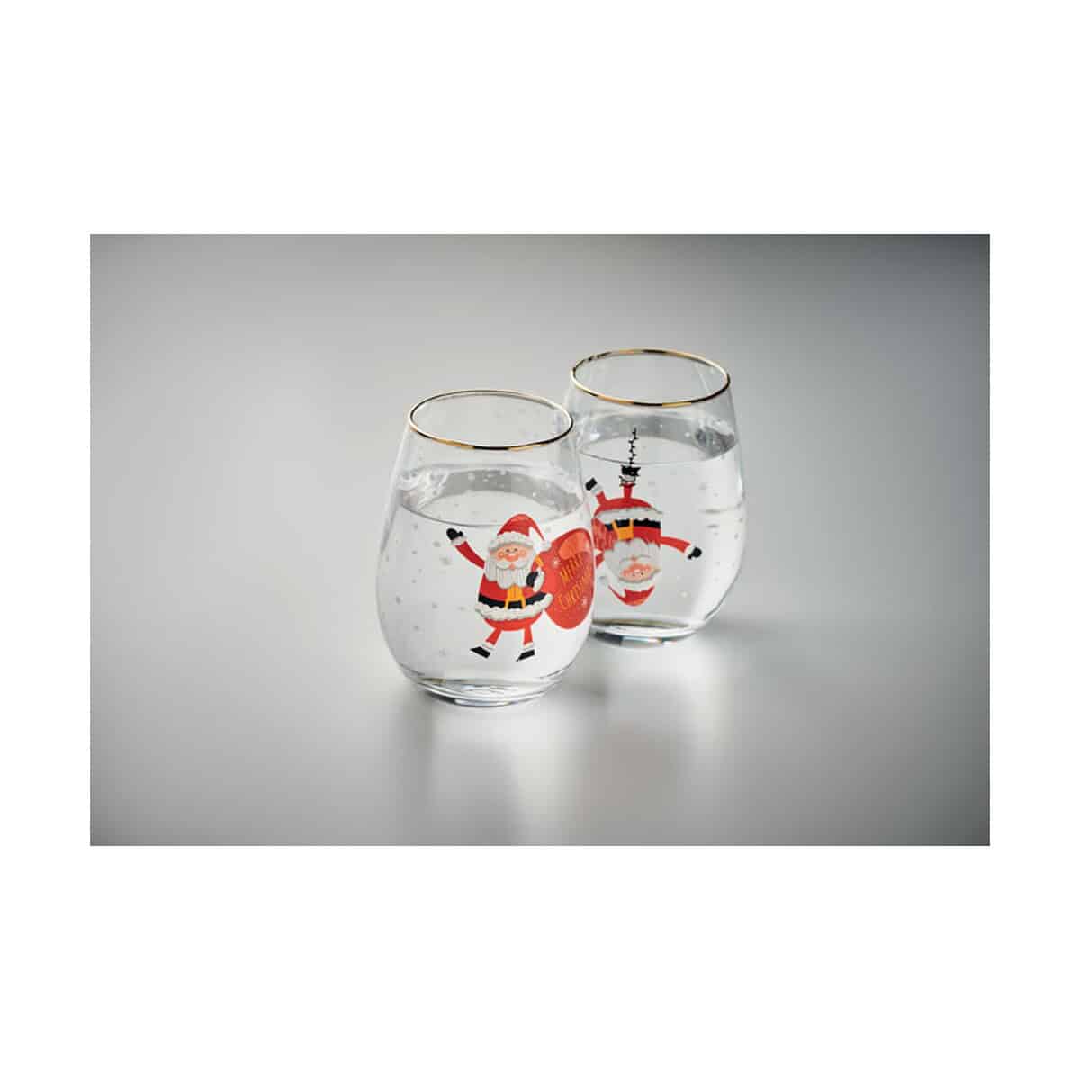 Gadżety świąteczne z logo – zestaw 2 szklanek świątecznych noel cx1501-06-detail Szklanki z motywem świętego Mikołaja, świąteczne gadżety, upominki bożonarodzeniowe.