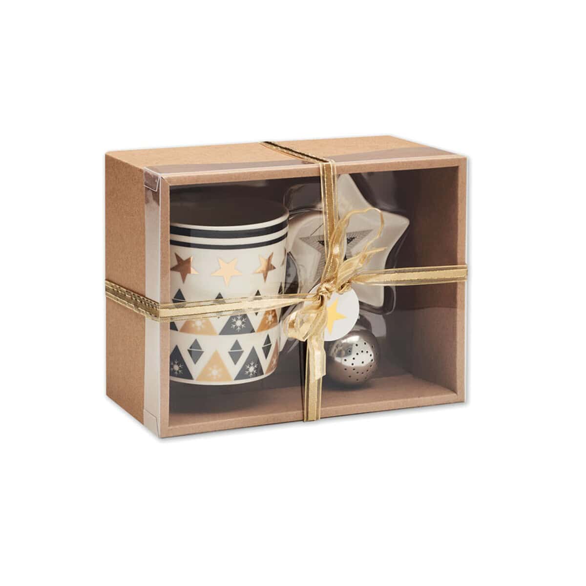 Elegancki zestaw prezentów w pudełku z okienkiem, idealny na święta i okoliczności.