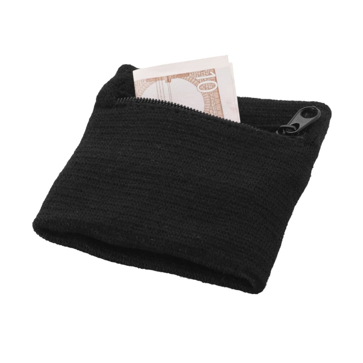 Zamykany portfel z zamkiem na pieniądze i dokumenty, czarny, funkcjonalny gadżet.