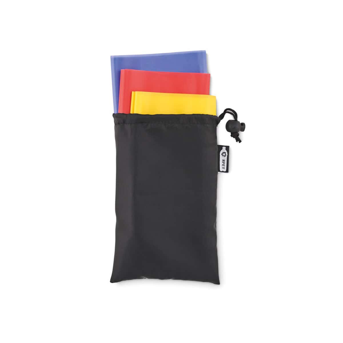 Gadżety treningowe z logo – zestaw 3 opasek fitness z tpe top fit mo6461-03 Etykiety na torby z kolorowymi plecakami, gadżety promocyjne, akcesoria reklamowe, zorganizowane materiały, torba na drobiazgi.