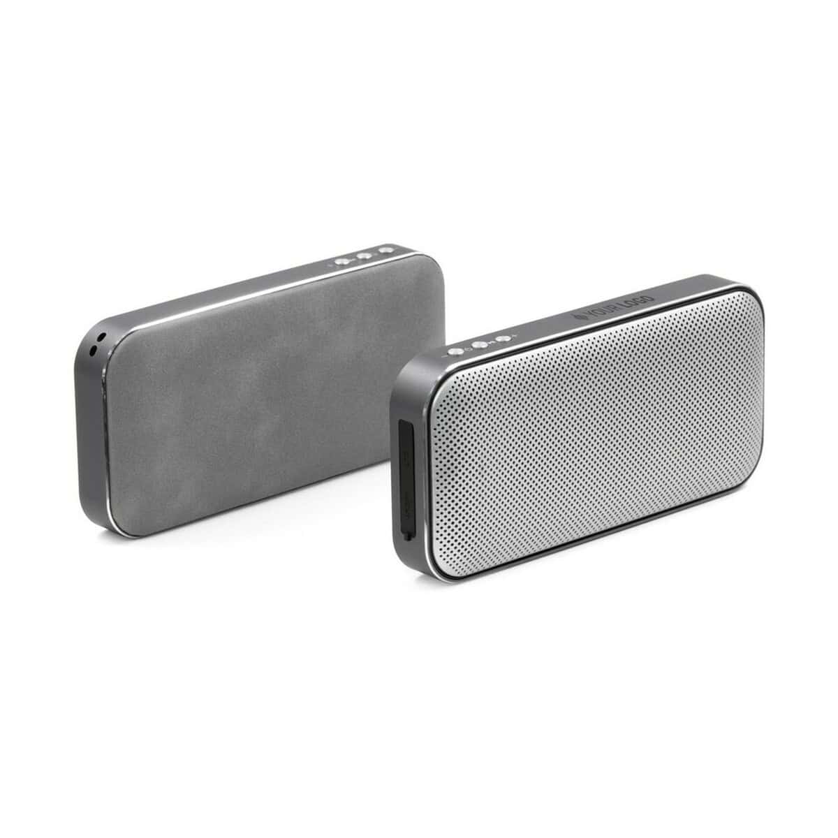 Głośniki z logo – głośnik bezprzewodowy 10w, power bank 5000 mah brandcharger nano charge VA271-03_AAA02 Uniwersalny głośnik Bluetooth z metalową obudową, przenośny i nowoczesny.