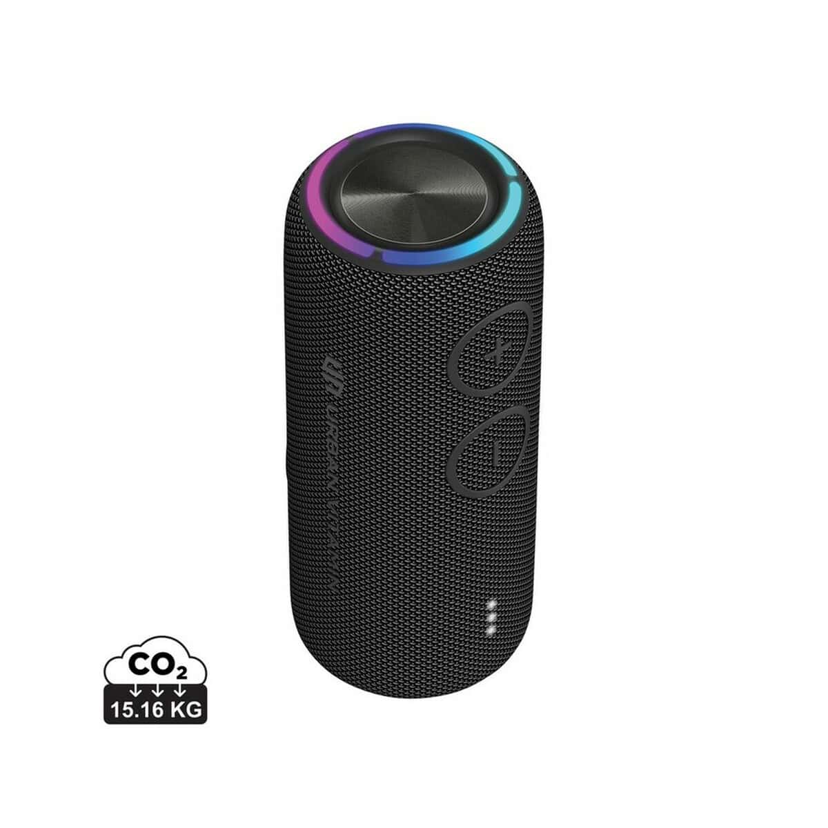 Gadżet, przenośny głośnik Bluetooth z podświetleniem LED i sterowaniem dotykowym.