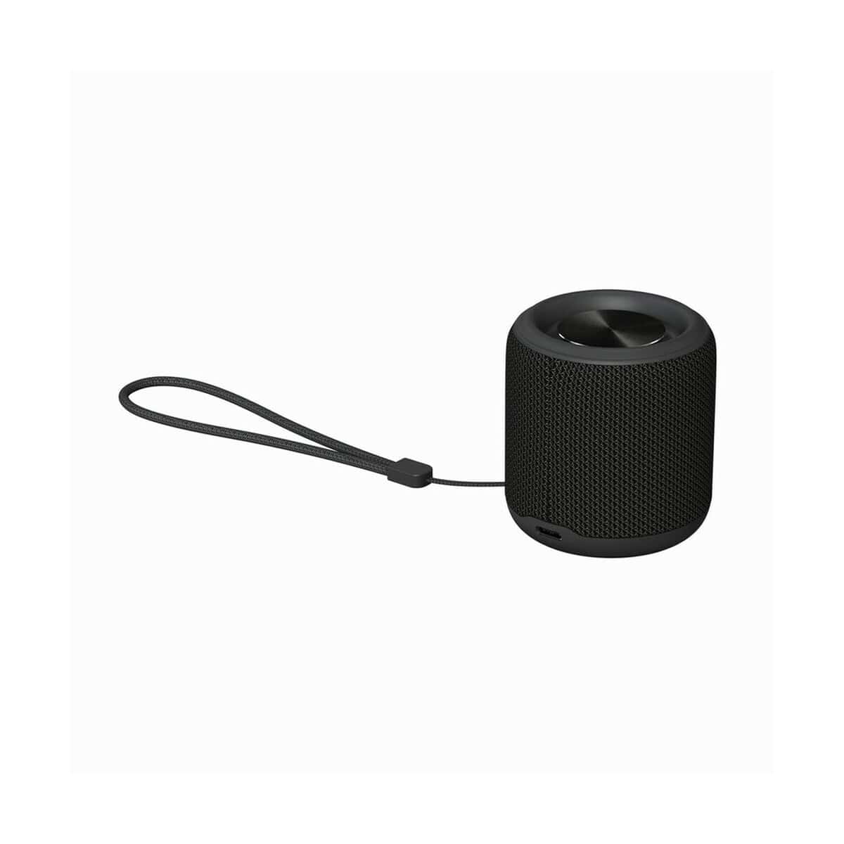 Głośniki z logo – głośnik bezprzewodowy 3w urban vitamin oceanside P331.5701__B_3 Przenośny głośnik Bluetooth z etui i smyczą, czarny, nowoczesny design, idealny na prezent.