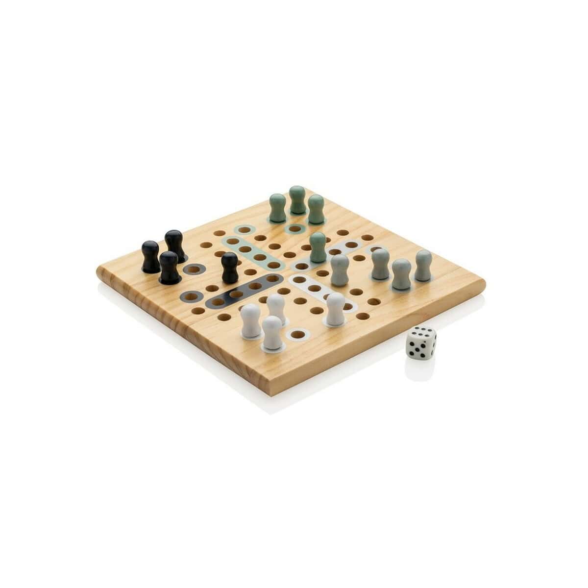 Gra planszowa z figurkami i kostką, gadżety do gry, prezent dla miłośników rozrywek.