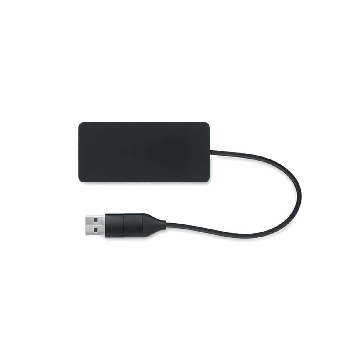 Huby USB z logo – 3-portowy hub usb kabel 20cm hub-c mo2142-03-back Ładowarka USB do urządzeń mobilnych, black, kompaktowa, wygodna w użyciu.
