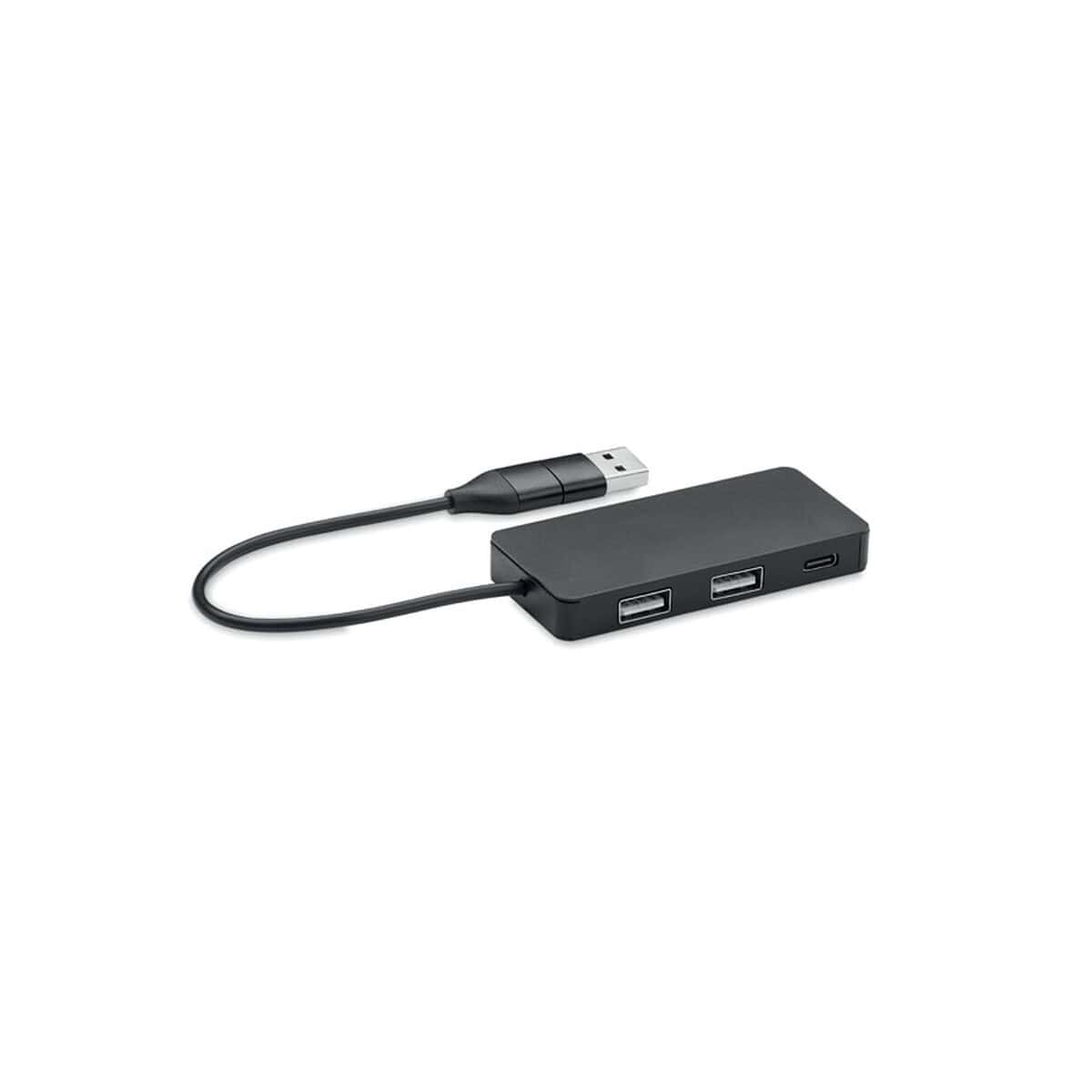 Huby USB z logo – 3-portowy hub usb kabel 20cm hub-c mo2142-03 Dysk USB z hubem USB 3.0, wielofunkcyjny adapter do komputera i laptopa.