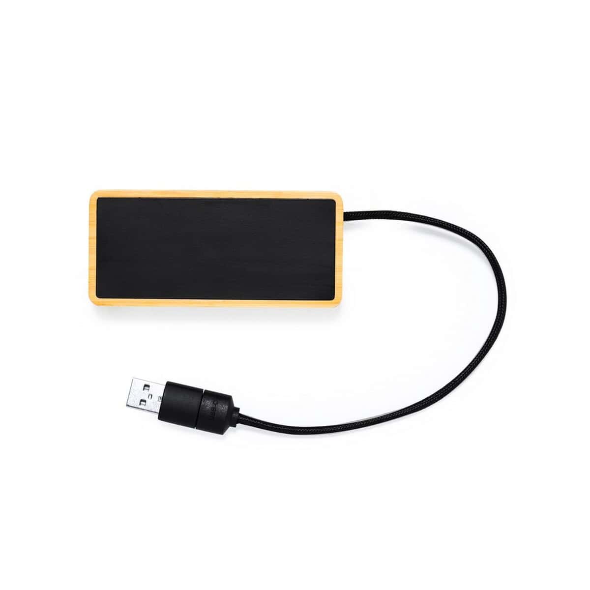 Huby USB z logo – bambusowy hub usb i usb-c V1341-00_ITP02 Przenośny grawer Bluetooth z drewnianą obudową, personalizacja na gadżetach.
