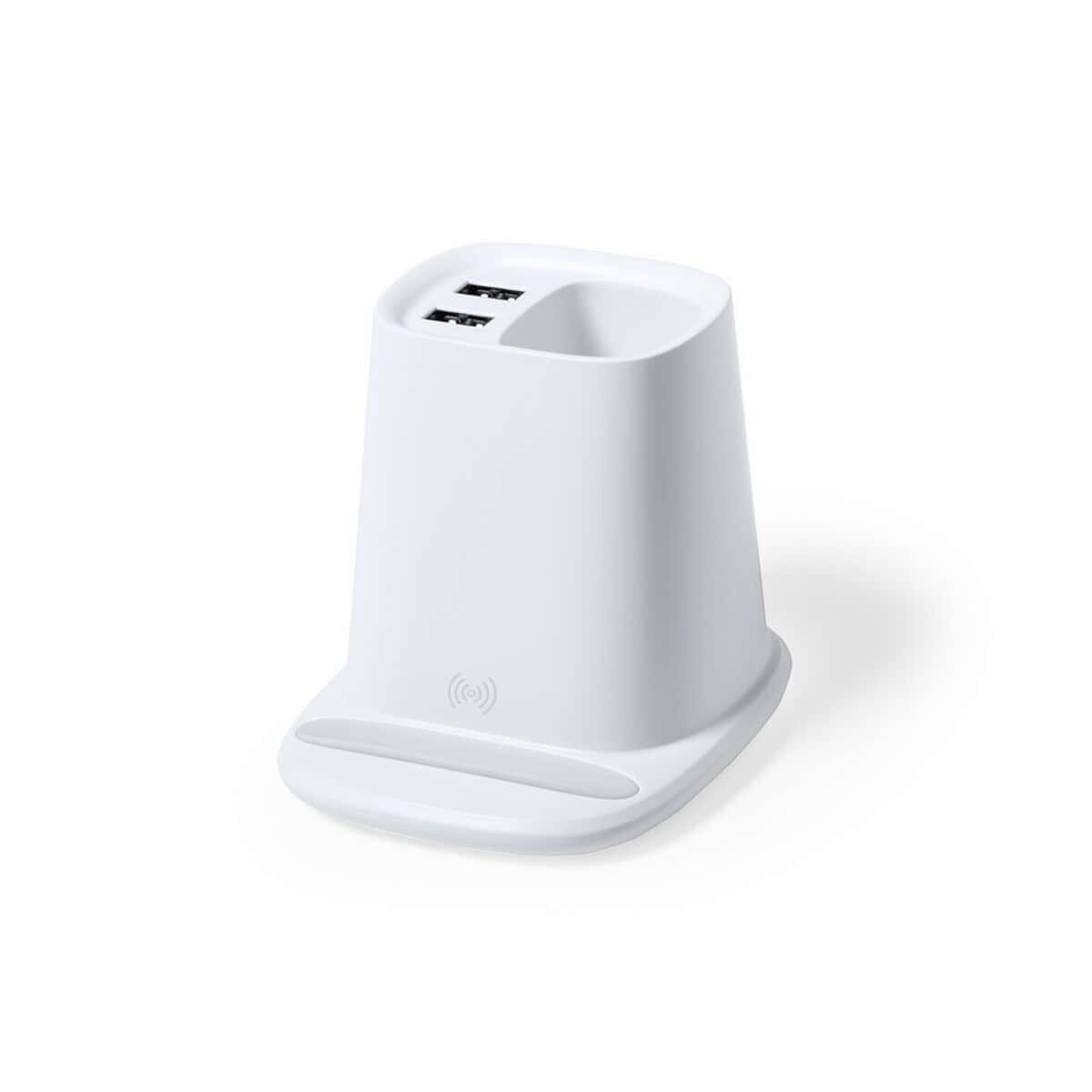 Huby USB z logo – ładowarka bezprzewodowa 5w, hub usb, pojemnik na przybory do pisania, stojak na telefon V0145-02_AAA04 Drukarka do ładowania bezprzewodowego iUSB ładowarka stacja dokująca Gadzety.