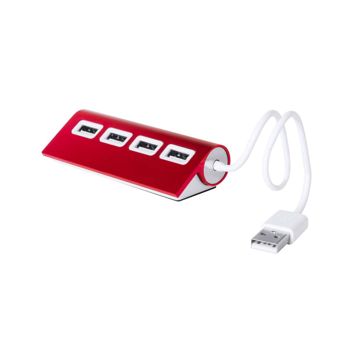 Huby USB z logo – wudge usb hub AP781137-05__A Gadzety z nadrukiem, powerbank z 4 portami USB i kablem, nowoczesny gadżet promocyjny.