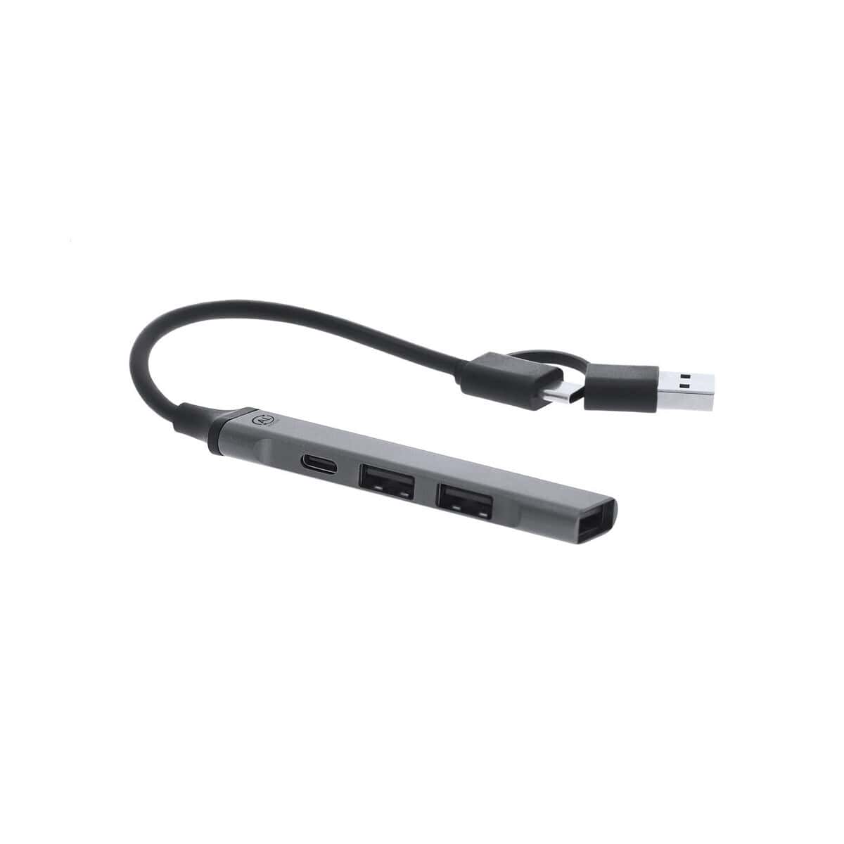 Huby USB z logo – zlip usb hub AP735513-21 Przenośny hub USB-C z portami do ładowania i transferu danych.