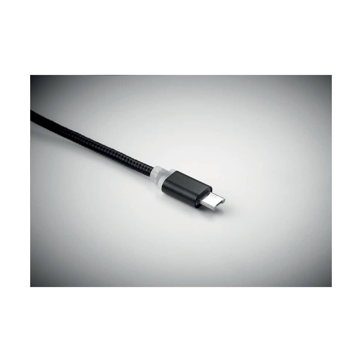 Kable USB z logo – brelok z kabelkami ładującymi rizo mo9292-03-open Przewód USB-C do ładowania i danych, czarny, wysokiej jakości, gadżety technologiczne.