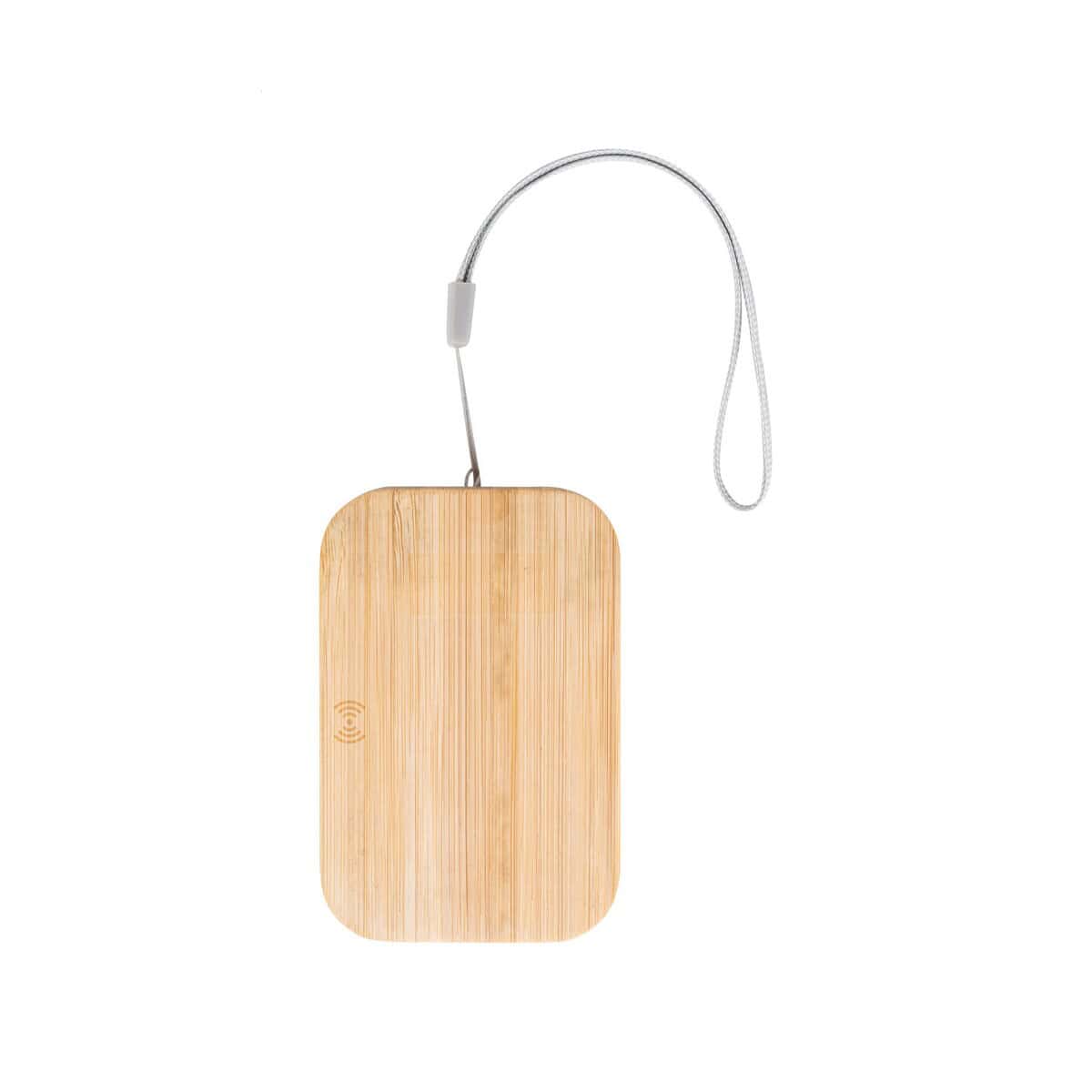 Kable USB z logo – cabsly plus zestaw do ładowania AP864062__C 1. Pryzmatyczna ładowarka bezprzewodowa z bambusa i paskiem do łatwego noszenia.