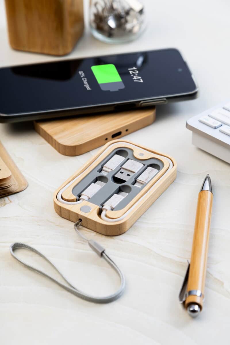 Kable USB z logo – cabsly plus zestaw do ładowania AP864062__DG ładowarka USB z etui na kabli, grawerton reklamowy, gadżety Korporacyjne, upominki firmowe.