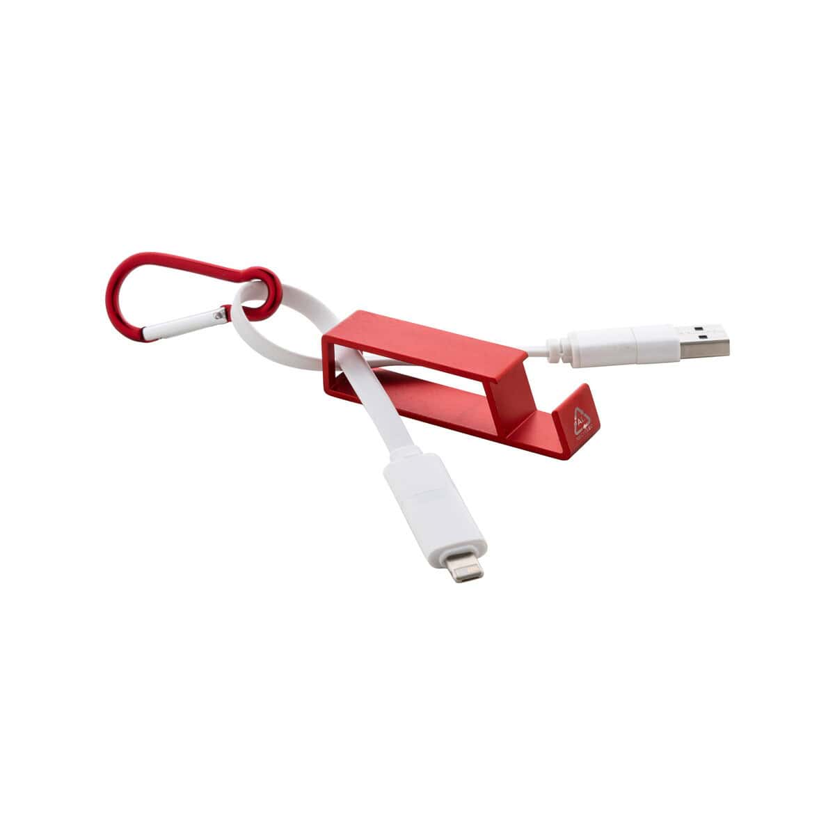 Kable USB z logo – cappy kabel usb do ładowania AP864058-05 Przenośny kabel USB do ładowania z karabinkiem, gadżet dla podróżnych i fanów technologi.