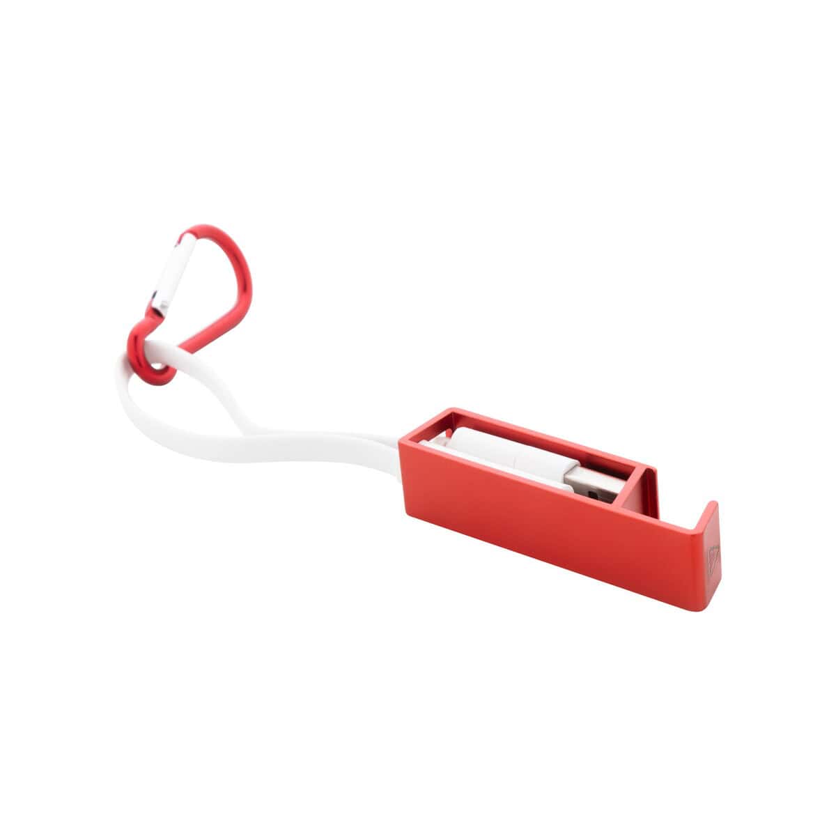 Kable USB z logo – cappy kabel usb do ładowania AP864058-05__B Brelok do kluczy z funkcją nożyczek i latarką w czerwonym kolorze.