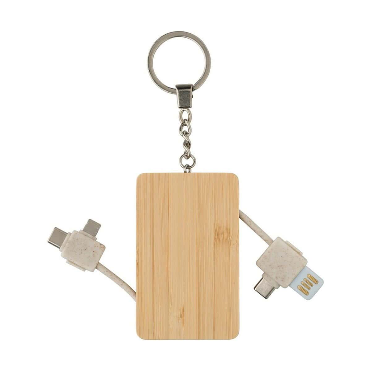 1. Brelok do kluczy z drewnianym gadżetem i USBC na biuro, prezent, personalizację.